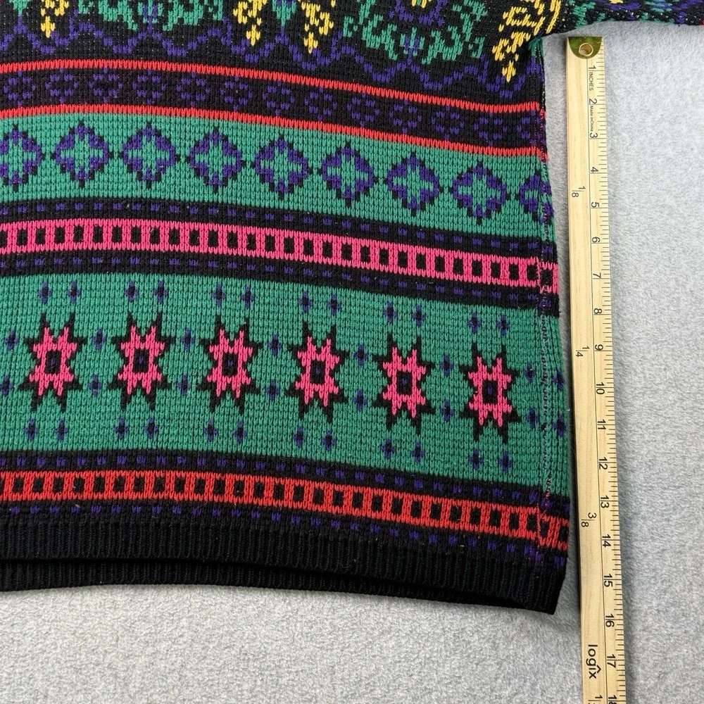 Vintage Jamie Scott Sweater‎ Knit 80s Colorful Geometric Pattern Korea M
